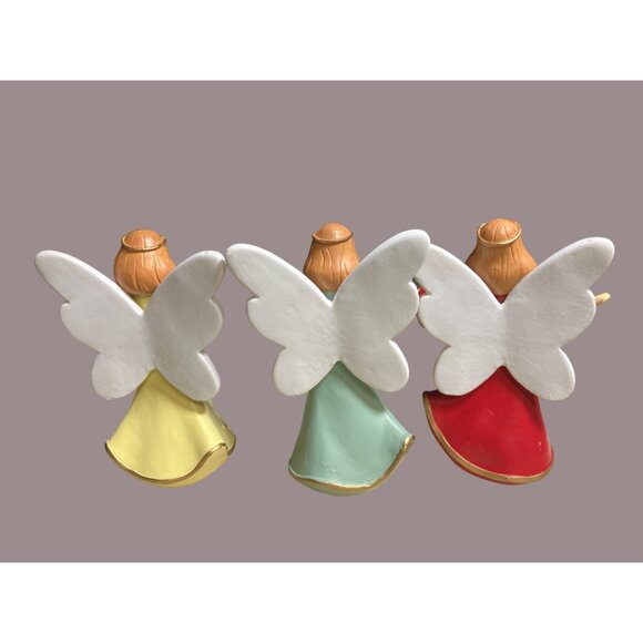 Angel Figurines With Love Peace & Hope Messages In Red Green & Yellow - Picture 10 of 13